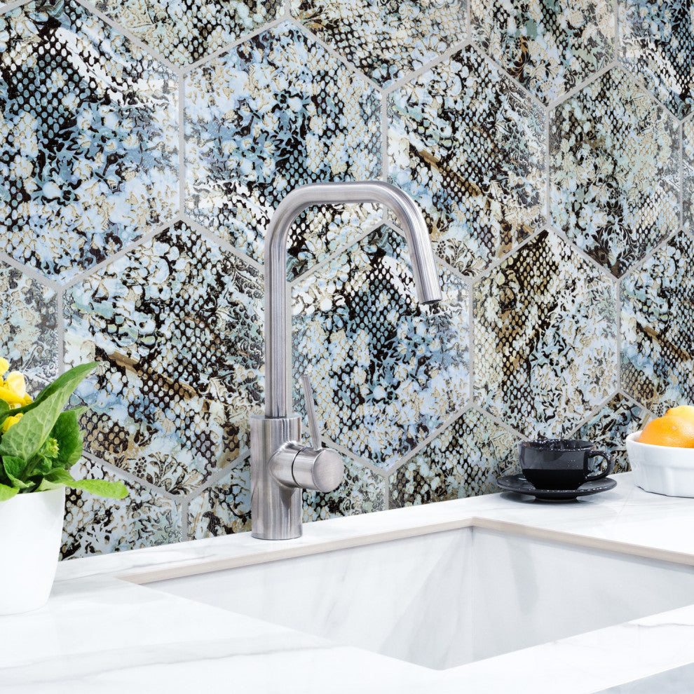 Inedita Hex Blue Porcelain Floor and Wall Tile