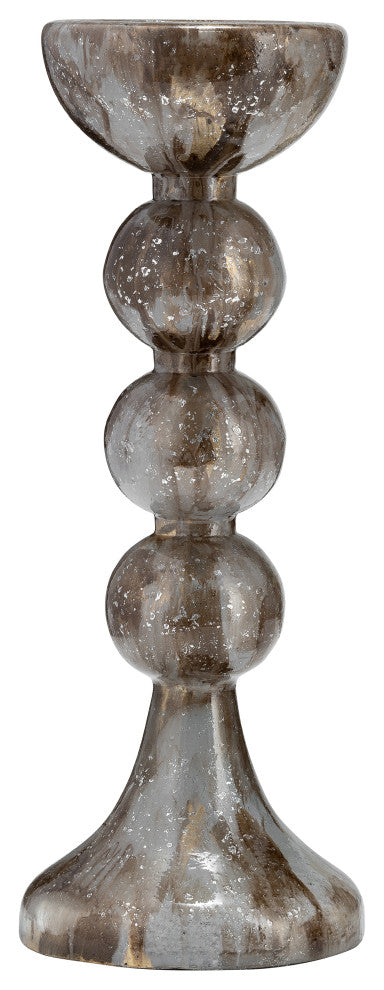 Glass, 18"H, Bubbly Candle Holder, Brown
