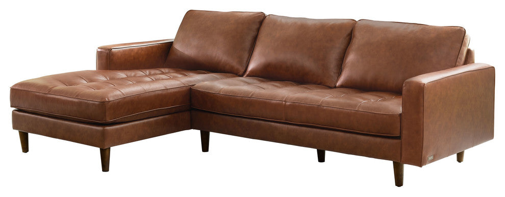 Hammond Mid-Century Camel Leather Sectional