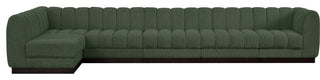 Quinn Chenille Upholstered 6-Piece L-Shaped Modular Sectional, Green
