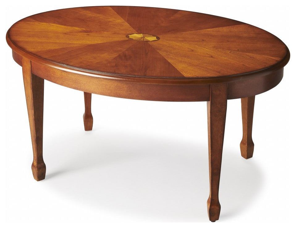 Olive Ash Burl Oval Coffee Table