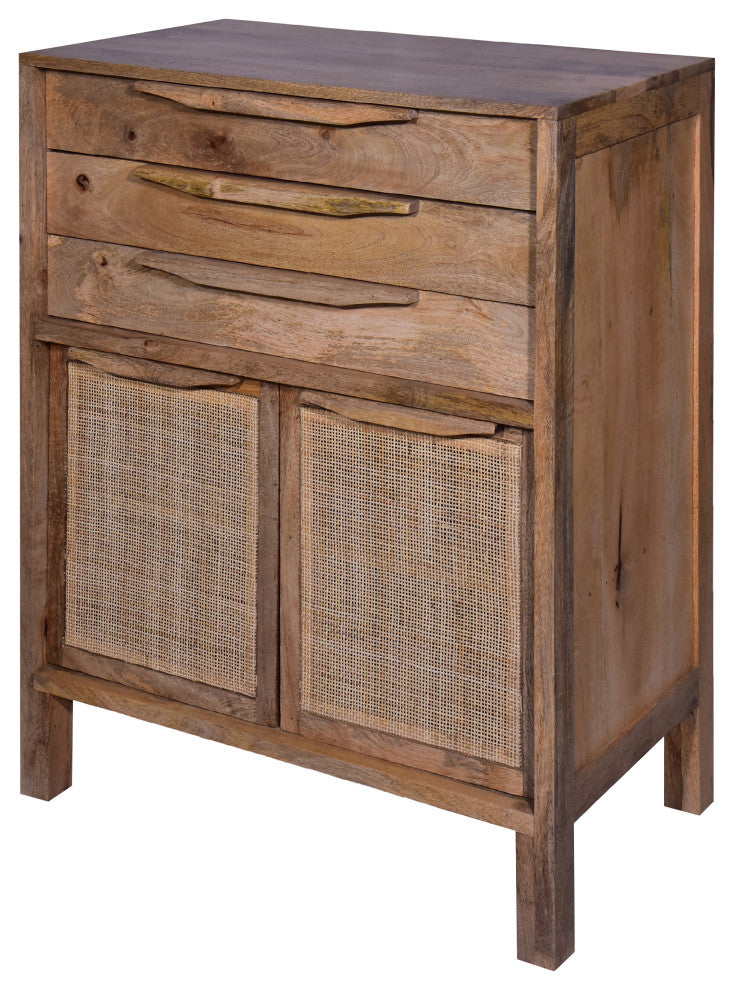 Benzara UPT-272543 Cottage Mango Wood Dresser Storage Cabinet, Natural Brown