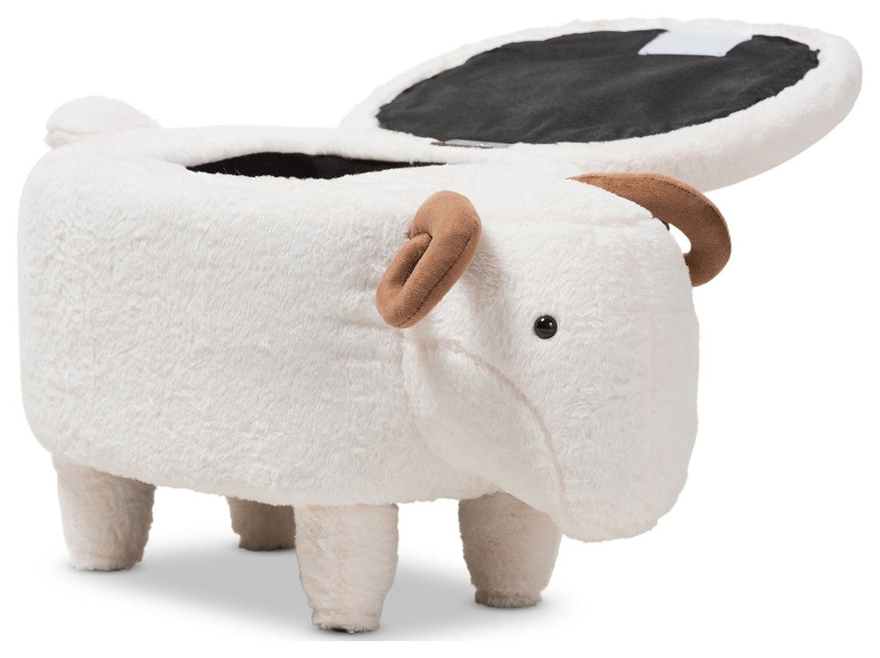 Pecora Contemporary Wool Upholstered Sheep Storage Ottoman