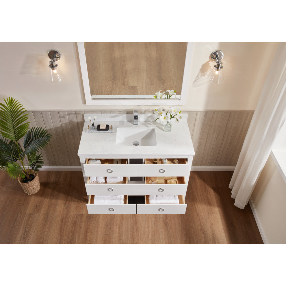 Legion Furniture WS2518 Series Bathroom Sink Vanity, White, 48", Artificial Stone Top, Single Sink