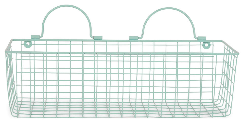 Medium Aqua Wire Wall Basket (Set of 2)