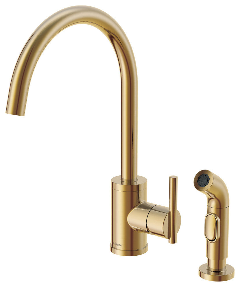 Parma Single Handle Kitchen Faucet w/ Spray, Brushed Bronze
