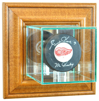 Wall Mounted Single Puck Display Case, Walnut
