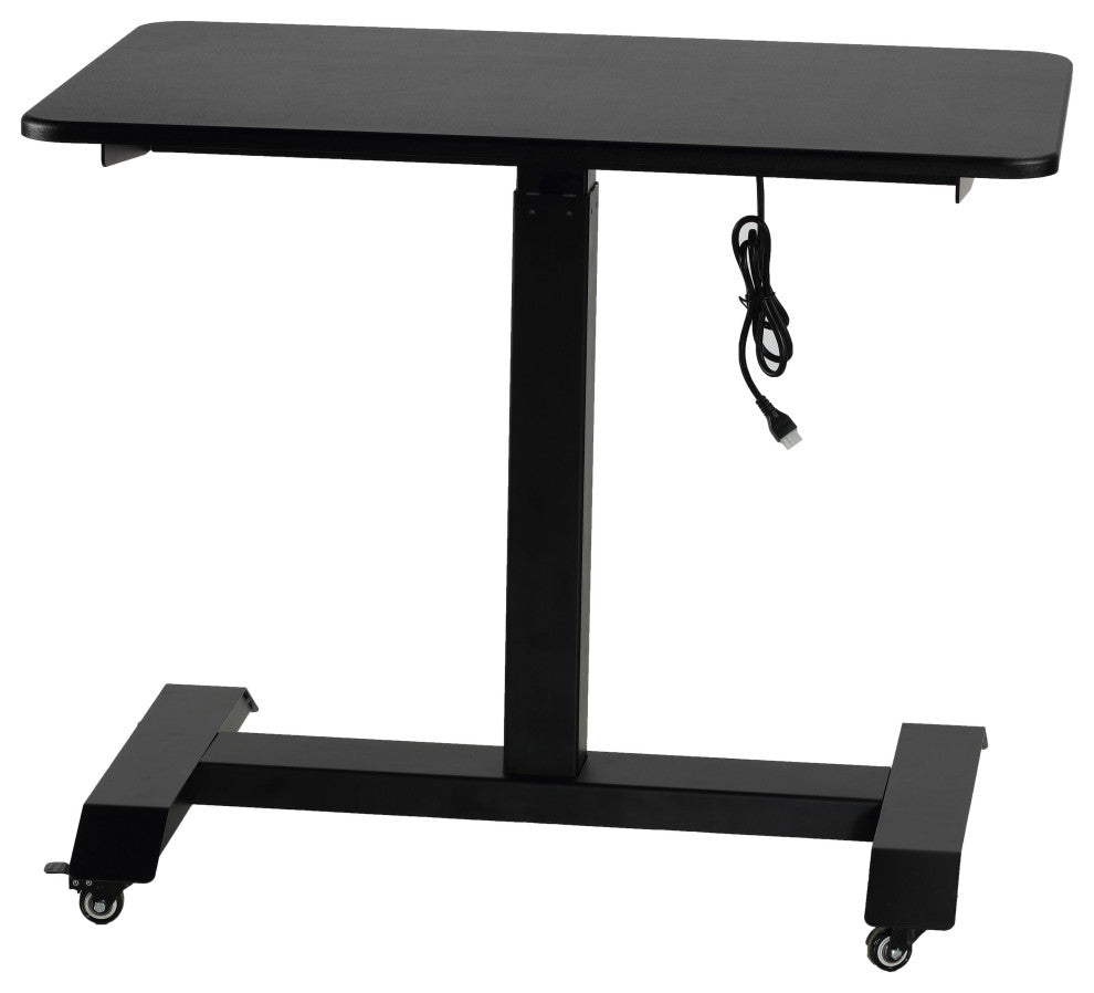 Cortesi Home Luna Electric Sit to Stand Mobile Desk With Wheels, Black