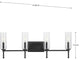 Elara Collection 31.65, 4-Light Matte Black Clear Glass Vanity Light