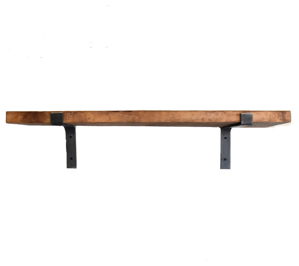 Yellowstone Rustic Farmhouse Floating Shelf With Metal L Brackets, 36"