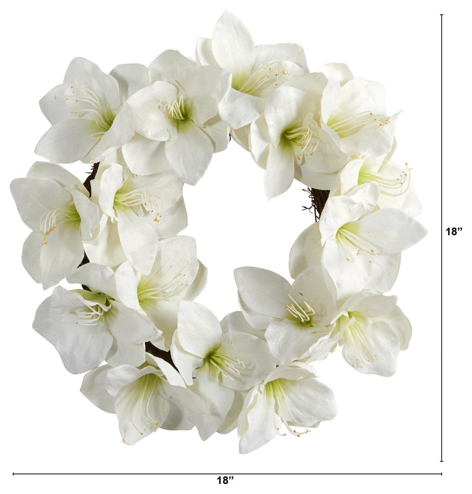 Nearly Natural 18ï¿½ White Amaryllis Artificial Wreath