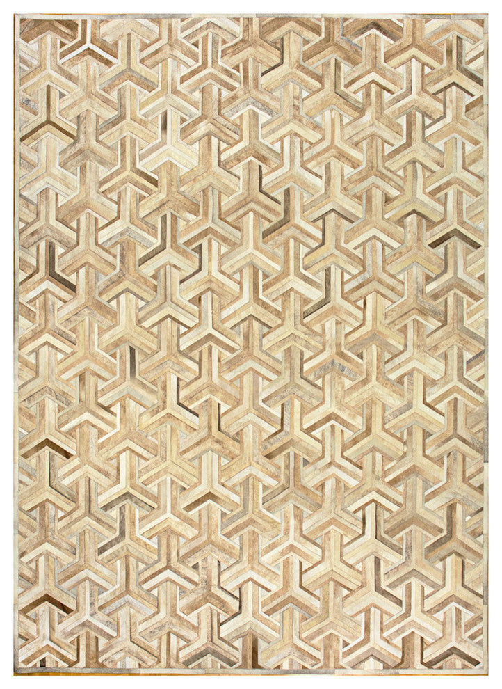 Cowhide Patchwork Rug, Nemesis, Neutral, 5'x8'