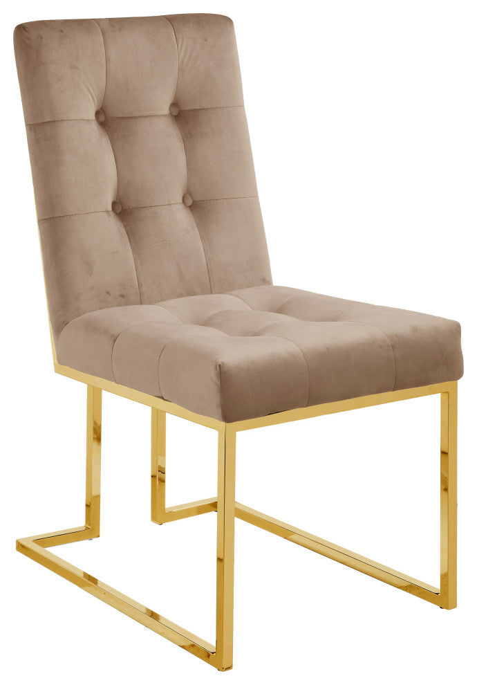 Pierre Velvet Upholstered Dining Chair (Set of 2), Beige