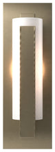 Forged Vertical Bar Sconce, Steel Backplate, Soft Gold Finish, Opal Glass
