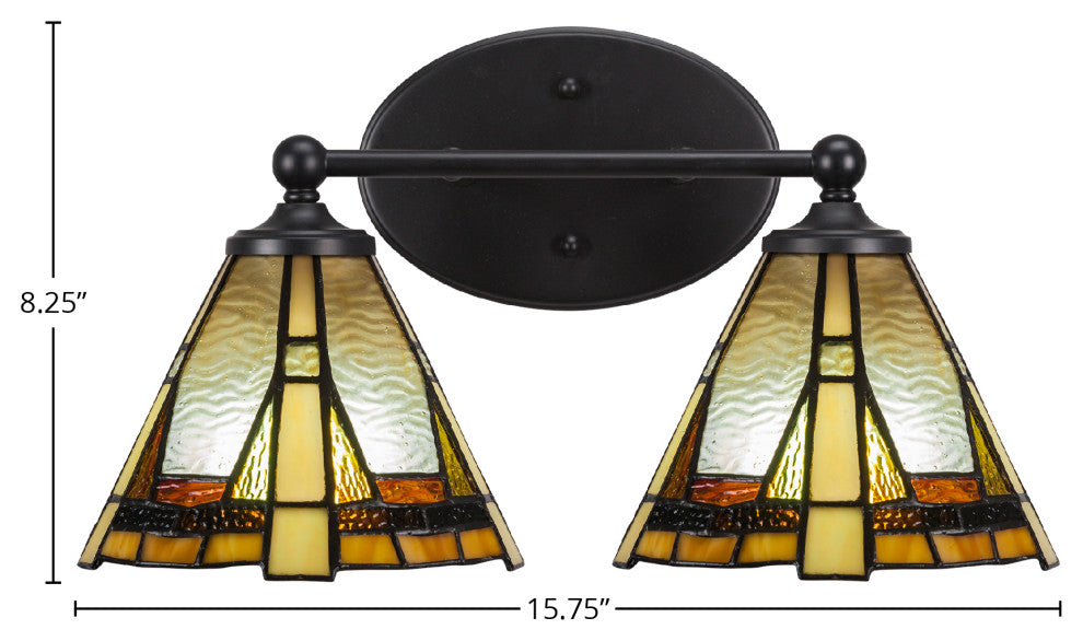 Capri 2-Light Bath Bar, Matte Black/Zion Art