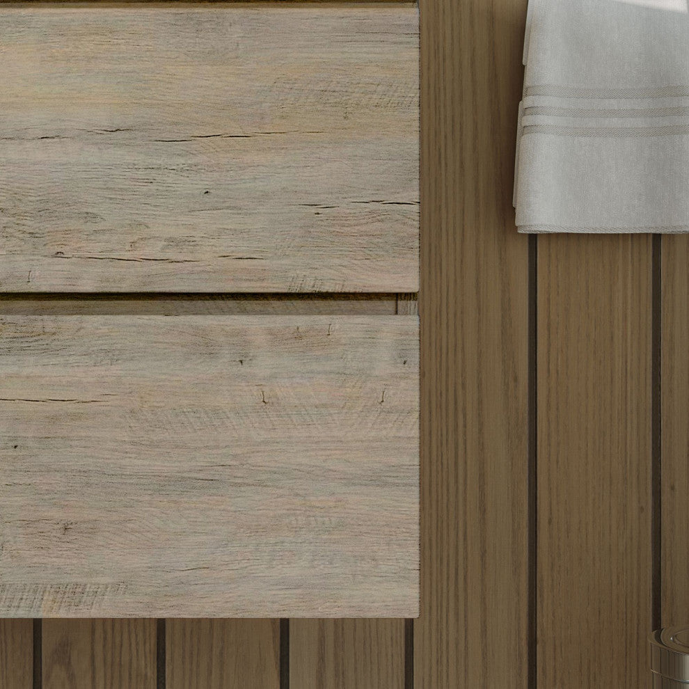 Boutique Bath Vanity, Natural Wood, 40", Single Sink, Wall Mount