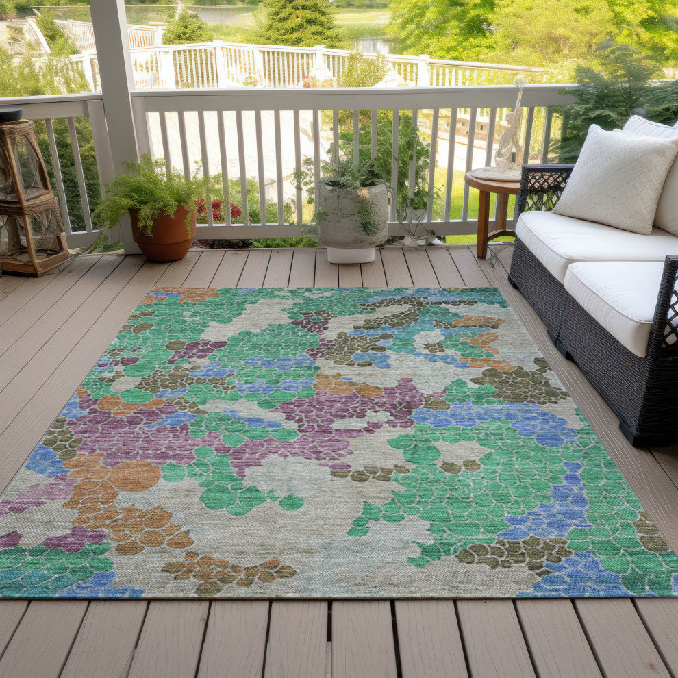 Machine Washable Indoor/Outdoor Chantille ACN1906 Green 10' x 14' Rug
