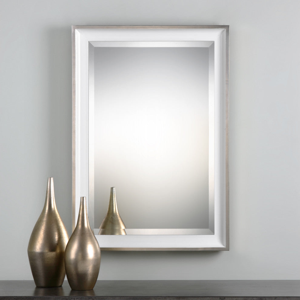 Uttermost - 09081 - Mirror - Lahvahn - Gloss White w/Silver Leaf