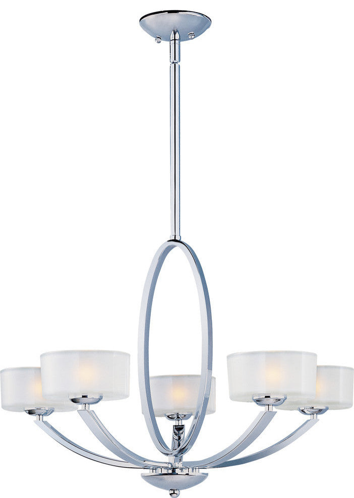 Elle 5-Light Chandelier, Polished Chrome, Frosted