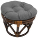 18" Round Solid Twill Tufted Footstool Cushion, Steel Gray
