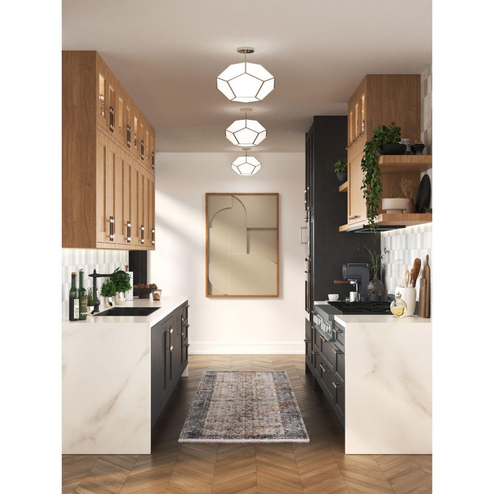 Latham Collection 18" 3-Light Convertible Semi-Flush Mount Light, Brushed Nickel