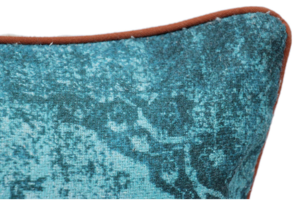 Turquoise Machine Woven Prynnwood Throw Pillow, 16" x 26"