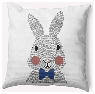 Bow-tie Bunny Easter Decorative Throw Pillow, Dark Cobalt Blue, 26x26"