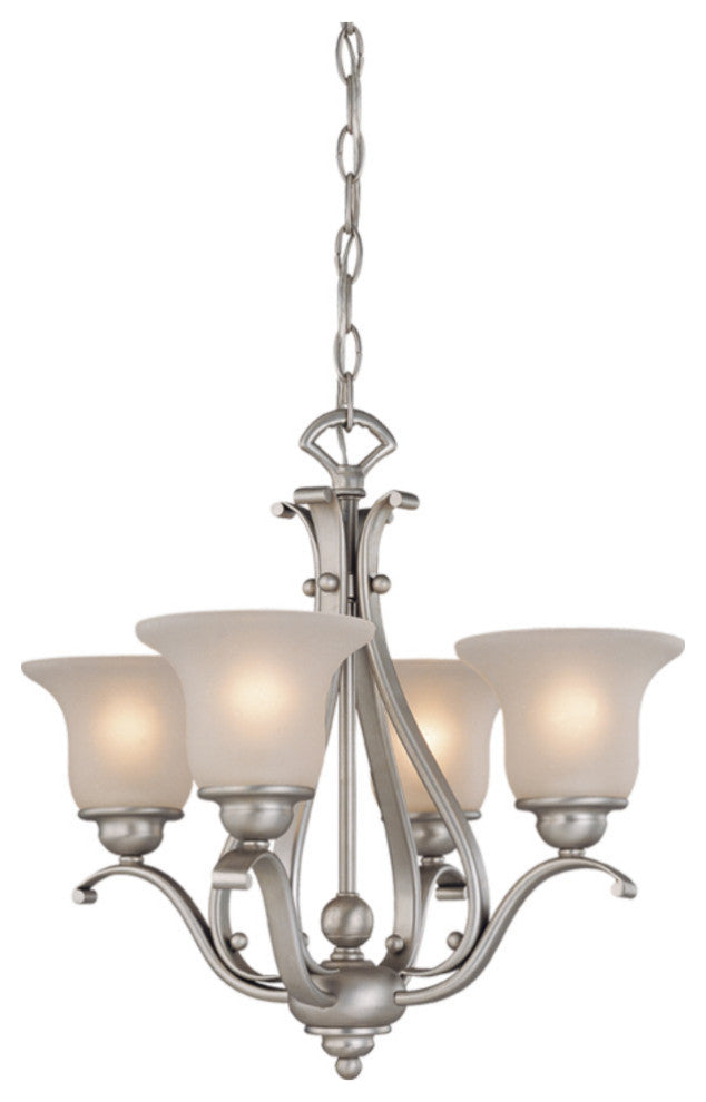 Monrovia 4-Light Mini Chandelier or Semi Flush, Dual Mount Brushed Nickel