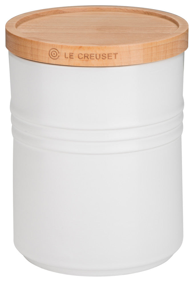 Le Creuset Stoneware Medium Storage Jar With Wooden Lid, Cotton