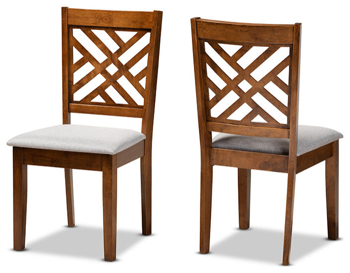 Chipman Modern Gray and Walnut Brown Dining Chair, Set of 2