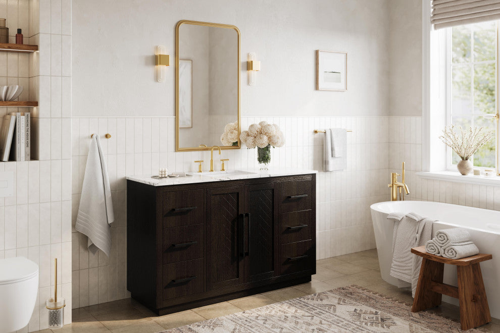Home Living 54" Single Bathroom Vanity, Chocolate Oak