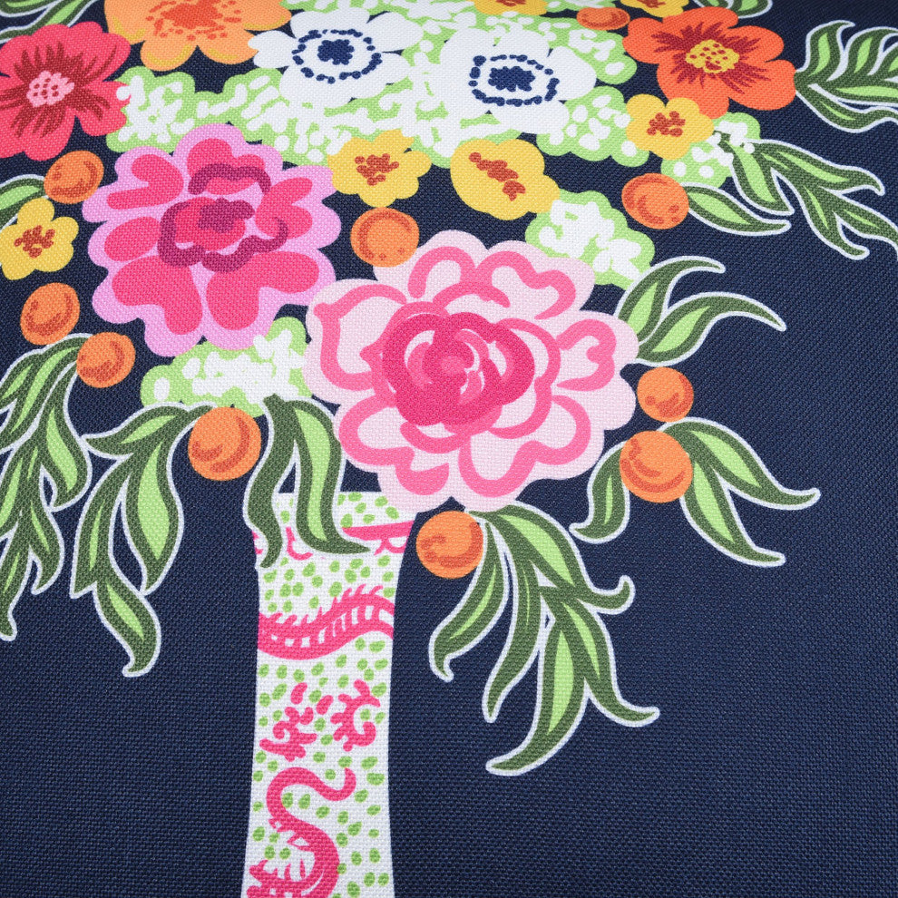 Dann Foley Double Sided Pillow Floral Print and Green Velvet Left