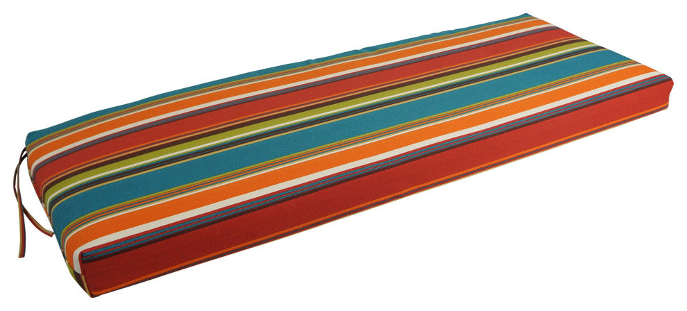 54"X19" Patterned Outdoor Spun Polyester Bench Cushion, Westport Teal