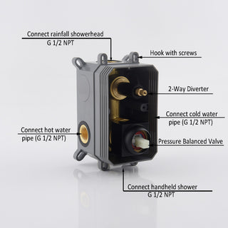 CASAINC 10" Wall Mounted  Rain Shower System with Bathtub Spout, Black