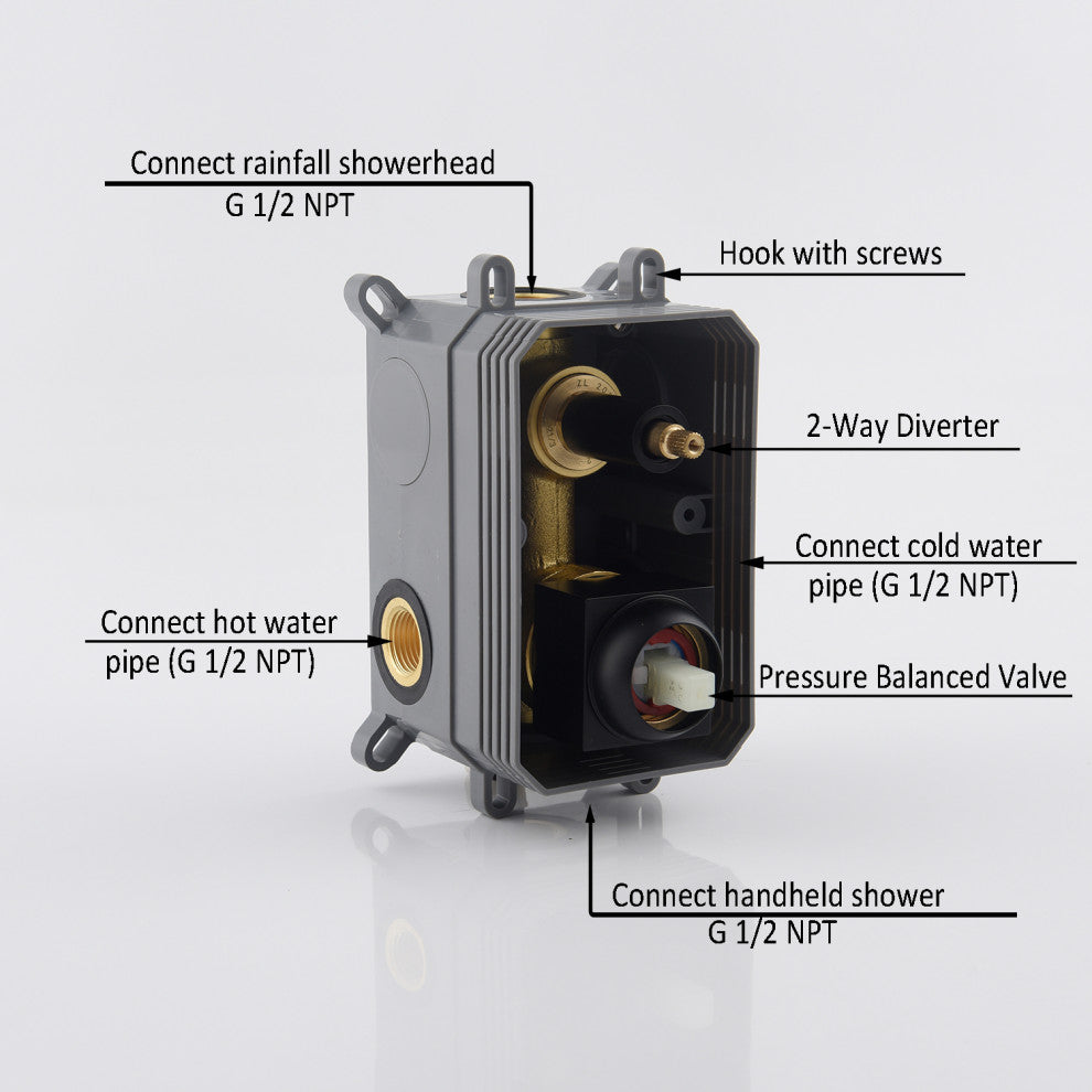 CASAINC 10" Wall Mounted  Rain Shower System with Bathtub Spout, Black