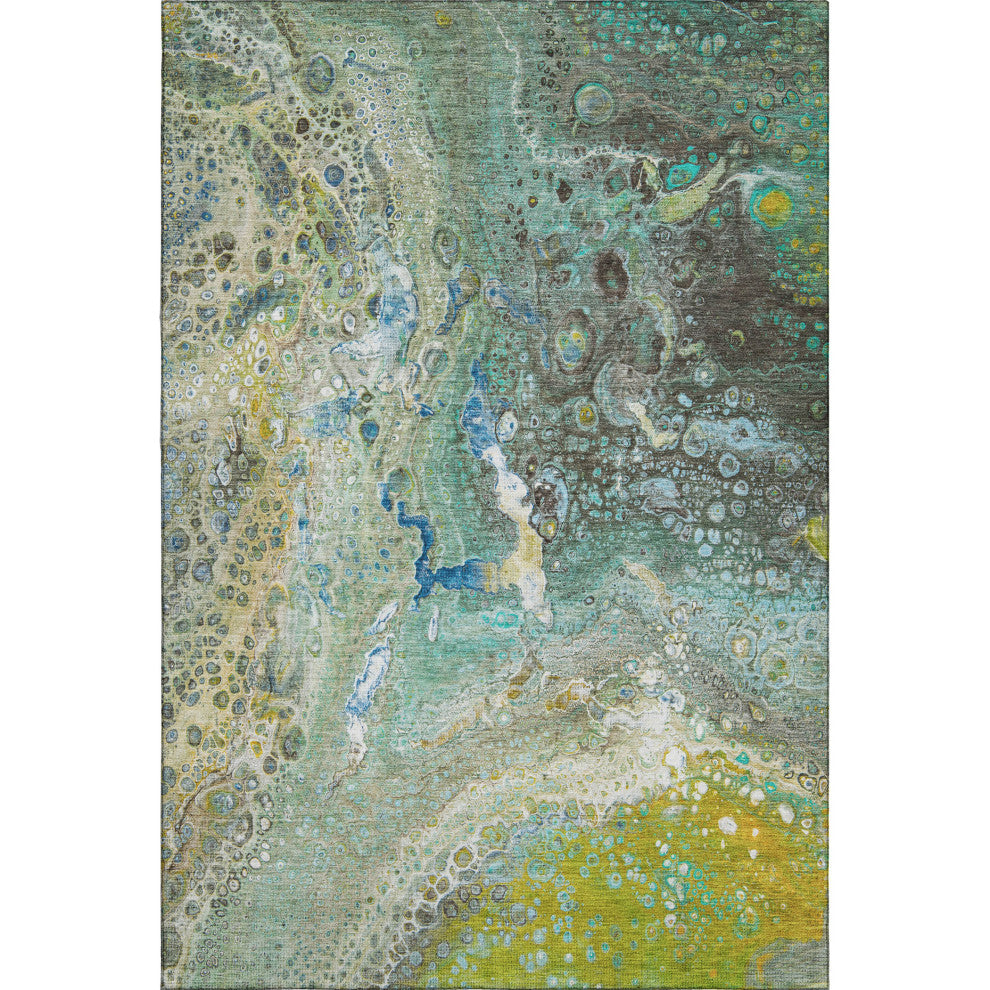 Premium Machine Washable Mayfield AMF588 Teal 3' x 5' Rug
