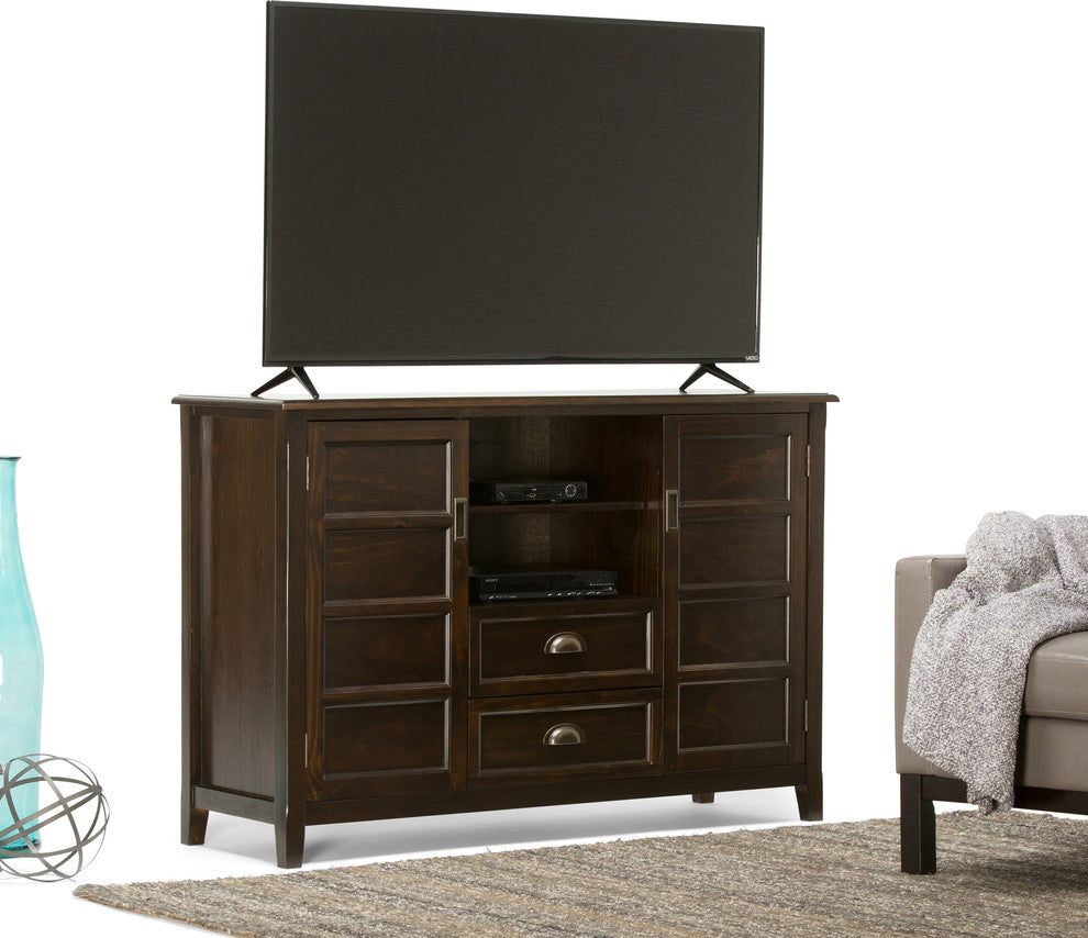 Burlington Solid Wood 54" Wide Tv Media Stand In Mahogany Brown