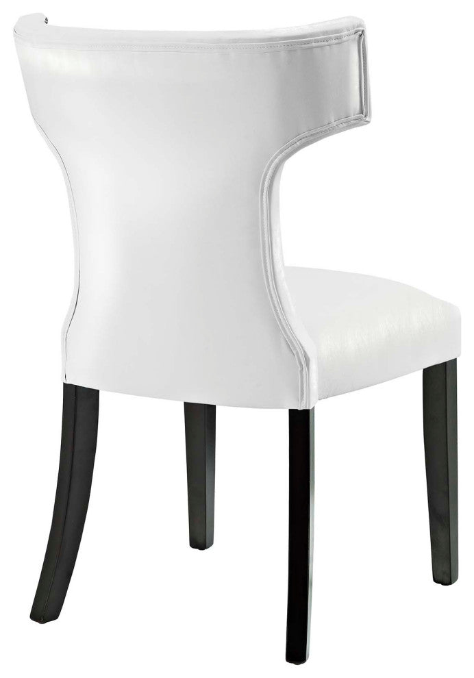 White Curve Dining Chair Vinyl Set of 2