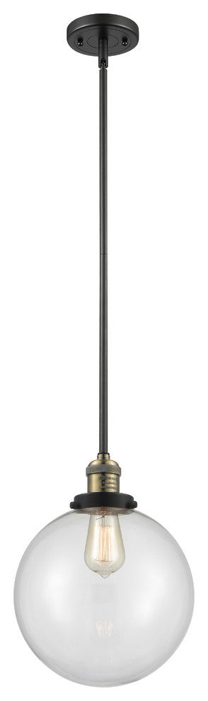 X-Large Beacon 1-Light Mini Pendant, Black Antique Brass, Clear