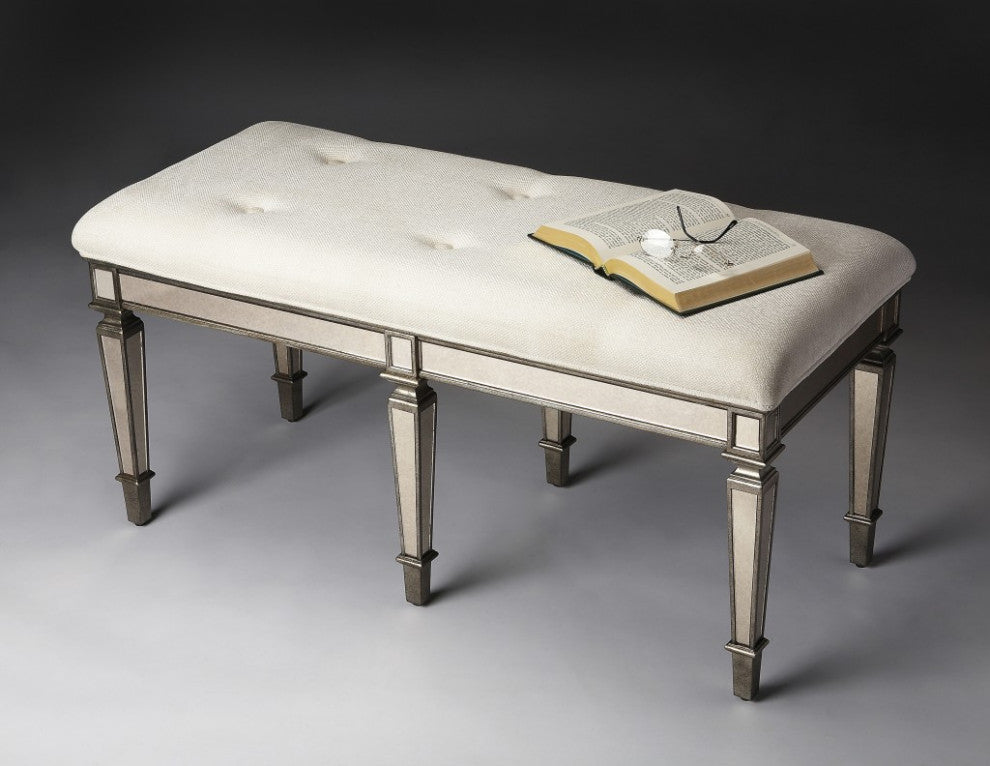 Silver Mirrored Bench