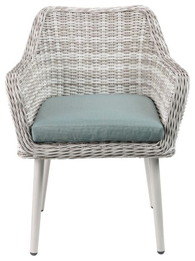 3-Piece Patio Bistro Set, Green and Beige Wicker