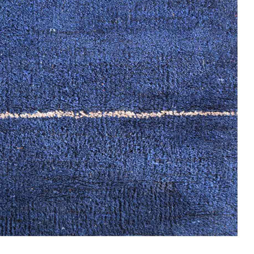 HAND KNOTTED LOOM SILK ECO-FRIENDLY AREA RUGS-5'x8',Rectangle,Navy,Geometric