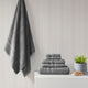 510 Design Aegean Turkish Cotton 500gsm 6-Piece Bathroom Towel Set, Dark Grey