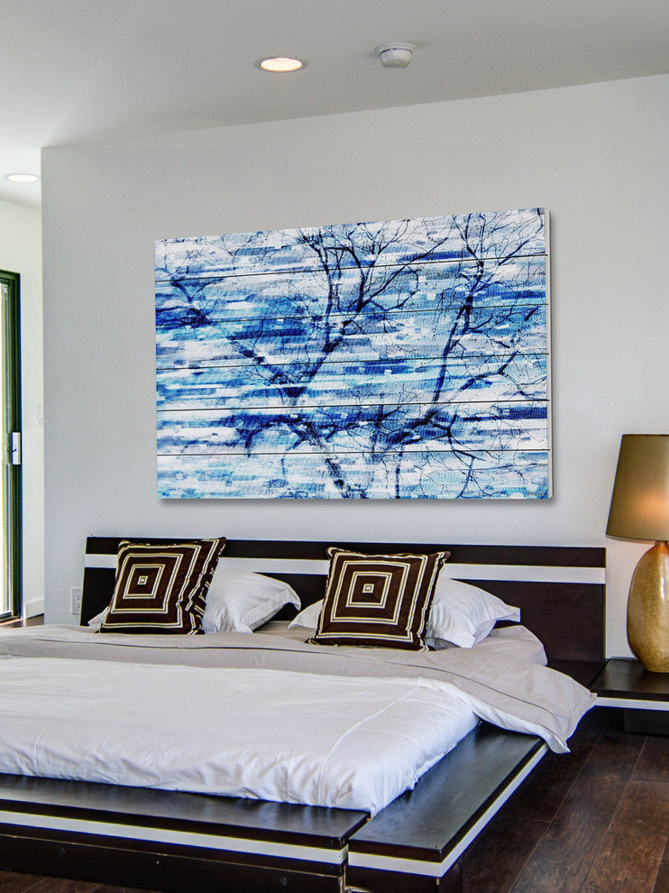 "Blue Snow Storm" Print on White Wood, 60"x40"