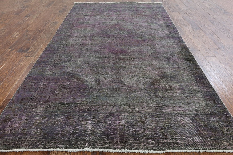 Floral Oriental Overdyed Hand Knotted Area Rug 6'x10', W2073