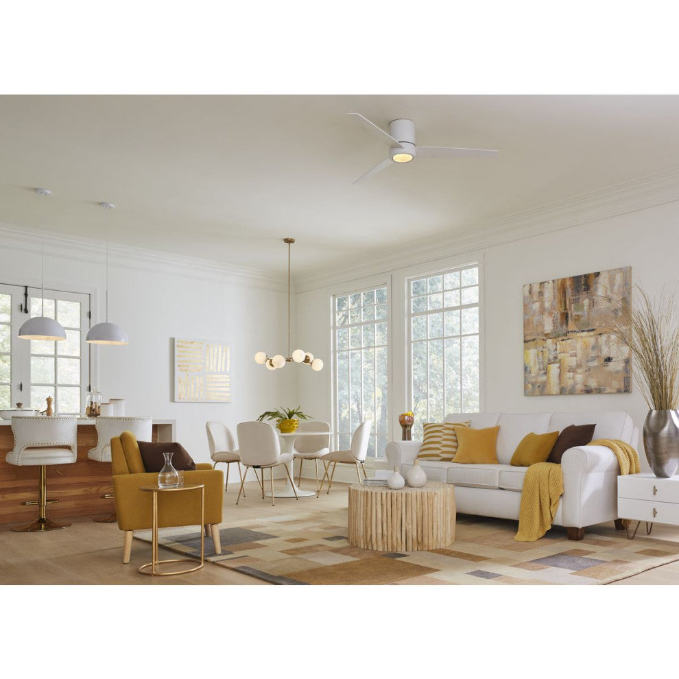 Perimeter Collection One-Light White Mid-Century Modern Pendant With metal Shade