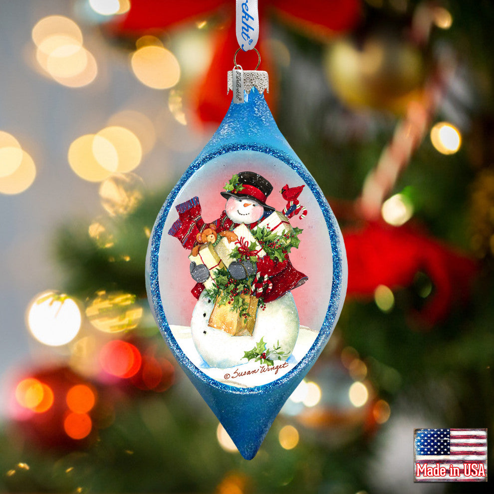 Gifty Snowman Glass Ornament