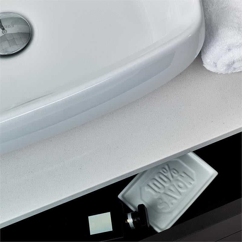 Fresca Lucera 42" Wall Hung Bathroom Vanity w/ Medicine Cabinet, Espresso, Vesse