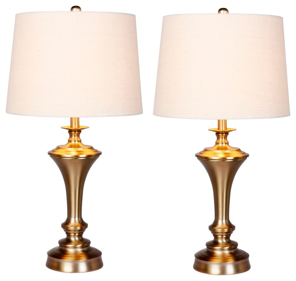 Urn Metal Table Lamps, Plated Antique Gold, 30"