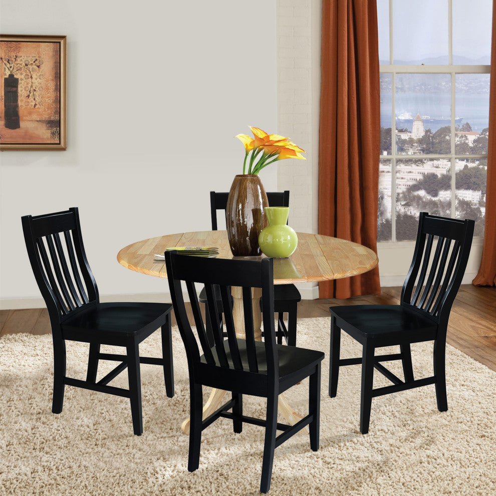 42 in. Dual Drop Leaf Table with 4 Slat Back Dining Chairs